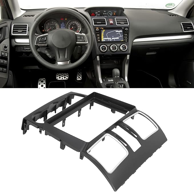 Double DIN Dash Kit, Fydun 9 inch Black ABS Car audio Panel Stereo Fascia Dash Install Trim for FORESTER 2012‑2015