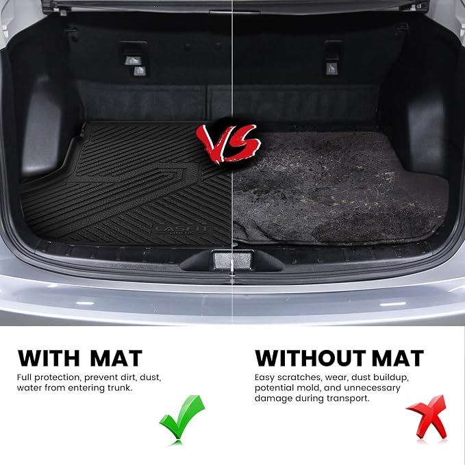 LASFIT Cargo Mat for Subaru Forester 2024 2023 2022 2021 2020 2019, All Weather TPE Custom Fit Easy Clean Durable No-Curling Trunk Mat for Forester 2019-2024 Cargo Tray Liner,Black