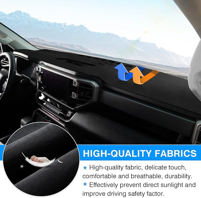 Autorder Dashboard Cover Mat for 2022 2023 2024 2025 2026 Toyota Tundra Accessories Dash Cover Flannel Dash Mat Sunshade Glare UV Rays Protector