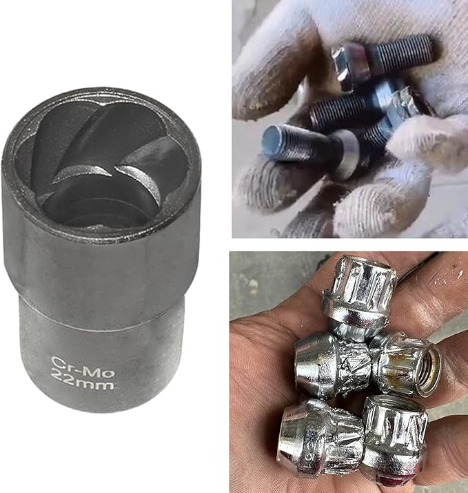Lug Nut Remover Socket Set, Wheel Locking Stripped Nut Extractor Old Rusted Damaged Emergency Bolt Remove Twist Socket 17mm 19mm 21mm 22mm 27mm