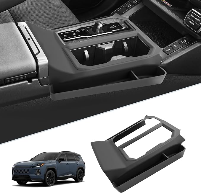 SKTU 2PCS for 2026 Toyota RAV4 Center Console Gear Shift Mat for 2026+ Toyota RAV4 (LE/SE/XLE Premium/Woodland/XSE/Limited) Console Gear Shift Mat & Gear Shift Panel 2026 RAV4 Accessories Storage Box