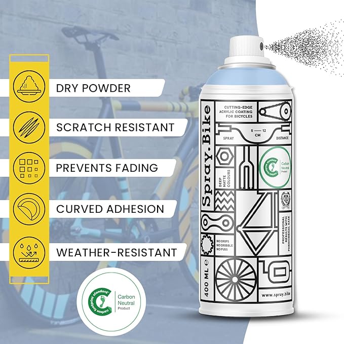 Spray.Bike Spray Paint | Designed Mainly for Bicycles | Multi-Use Acrylic Spray Paint for Metal, Plastic | High Coverage Bike Paint, 400ml, Milan Blue