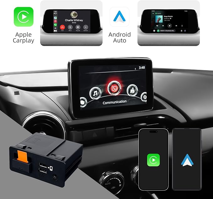 LEXXSON Android Auto & Carplay Adapter for Mazda 2/3/6/CX3/CX5/CX8/CX9/MX5 2014-2021 Year, Mazda Carplay Kit for MZD Connect System 00008FZ34, Retrofit Kit with TK78-66-9U0C