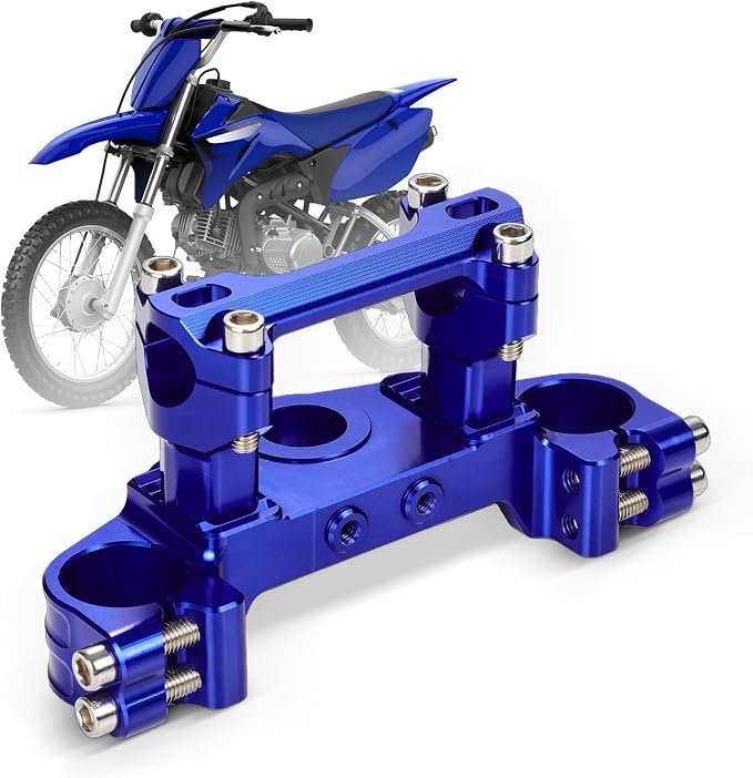 Dirt Pit Bike Top Triple Clamp 7/8" 22MM Upper Triple Tree Bar Mount with Risers Set CNC for TTR 110 TTR110 TTR110E 2008-2025 Blue Motorcycle Motocross