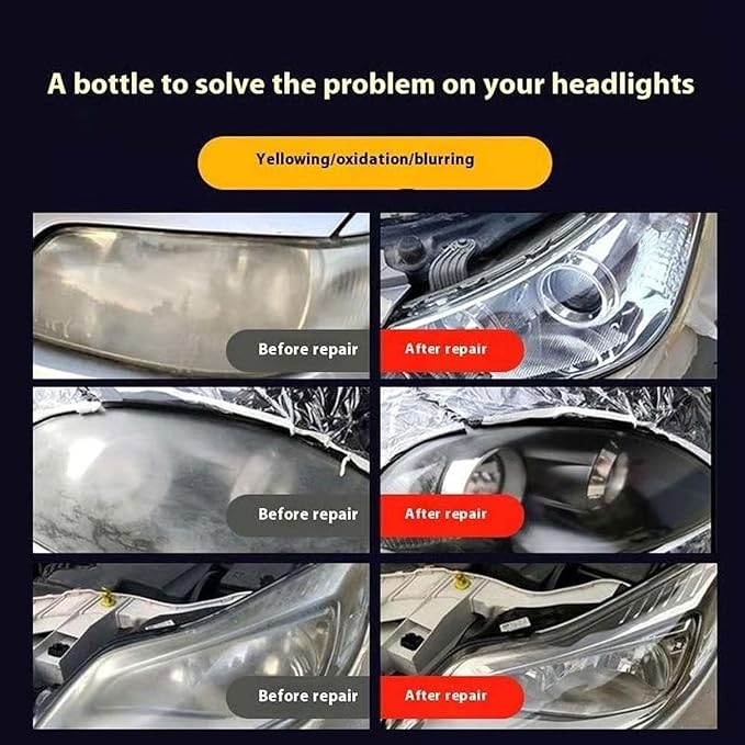 Q1forHeadlight Cleaner, Automotive Headlamp Restoration Fluid Kit, Headlight Restoration Kits, Improve Nighttime Visibility For Brighter