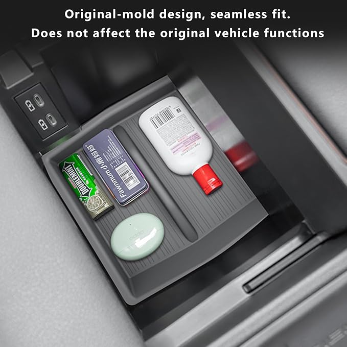 Center Console Organizer for Toyota Sienna 2021-2026, Armrest Box Secondary Tray Storage Silicone Armrest Box Insert Organizer (Gray)