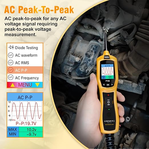 Flutree P185 9-30V Power Circuit Probe Tester | 40FT Cable, Injector Test & Clean, Battery, Relay & Fuse Tester, Breaker Finder, Wire Tracer, 12/24V Cars Trucks Trailers
