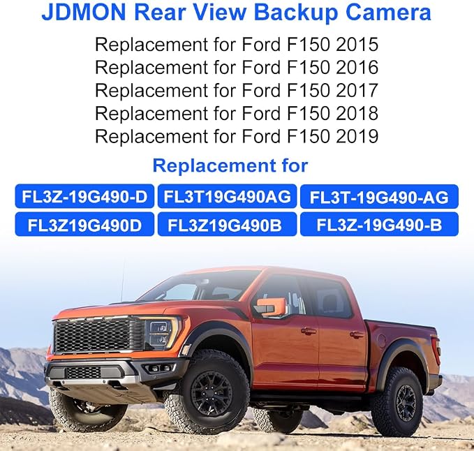 JDMON Backup Camera Replacement for Ford F150 GL LX 2017, Limited SSV 2016-2019, King Ranch Lariat Platinum XL XLT 2015-2019 Reverse Park Assist Camera Replacement for FL3T-19G490-AG FL3Z-19G490-B