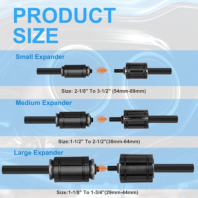 3 Pcs Tail Pipe Expander Kit (1-1/8" to 3-1/2") for Tail Pipe Tubes, Pipe Expander Tool Set, Exhaust Tailpipe Expander Tool Set Compatible with Most Vehicles and Trucks