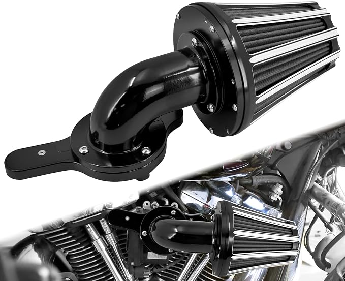 Air Cleaner Filter 90° Forward-Facing Intake Kit CNC Fit for Harley Touring Softail (Black Housing Grey Element, D For M8 Touring 17-23 Trike 17-25 Softail 18-24)