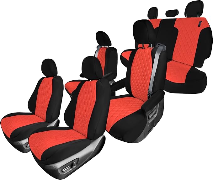 FH Group Custom Fit Car Seat Covers Specifically Made for Toyota Sienna 2021-2024, Red Ultraflex Neoprene Full Set Automotive Seat Covers, 7 Seater SUV Seat Covers, Toyota Accessories