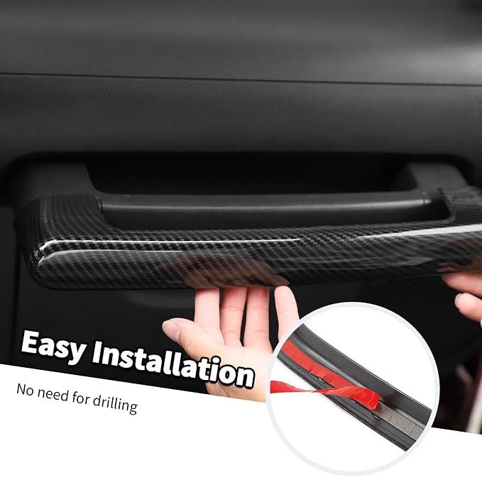 Jimen Fit for Jeep Wrangler JK JKU 2007-2010, 14PCS Interior Kits - Instrument Panel Dashboard Cover, AC Vent Ring, Passenger Grab Handle Trim, A Pillar Speaker Cover (Carbon Fiber)