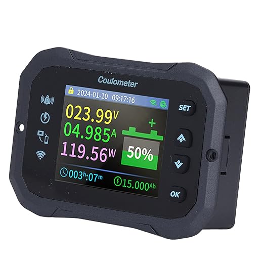 Battery Monitor Remote Control with 2.4 Inch Screen, 10-100V 400A Coulomb Meter for RV, Worldwide Remote Connection via APP, RV Battery Monitor