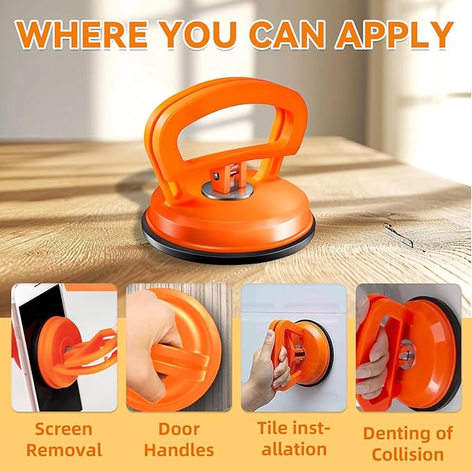 DEZEU Dent Puller,2026latest Car Dent Puller,3-Pack Car Handheld Puller,Strong Car Dent Remover,Suction Cup Dent Puller and Paintless Car Dent Repair Kit.Suitable for Car Body Dents(Orange).