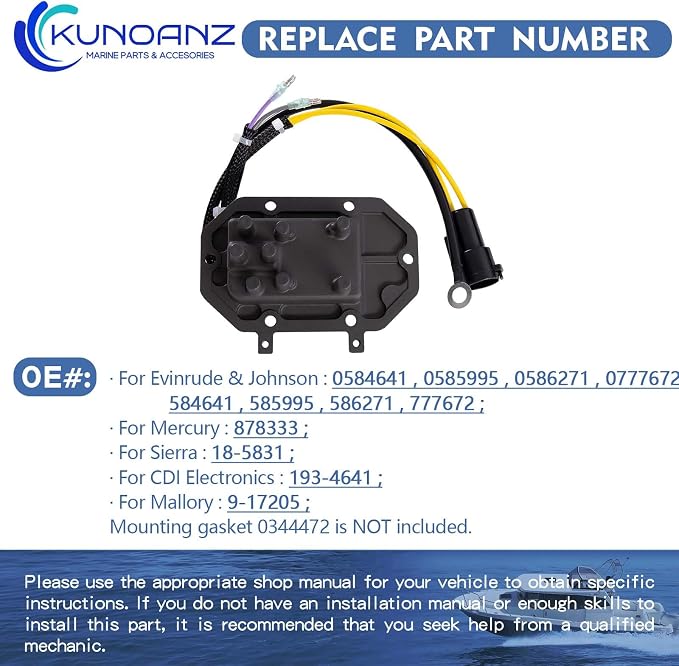 193-4641 35 Amp Voltage Regulator Rectifier for Johnson&Evinrude 185 200 225 250 300 HP Outboard 2-Stroke 6&8-Cyl. 0584641 0585995 0586271 0777672 Mercury:878333 Sierra:18-5831 584641,585995