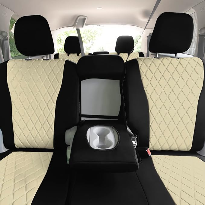 FH Group Custom Fit Car Seat Covers Specifically Made for 2016–2022 Honda Pilot, 2nd Row Set Beige Ultraflex Neoprene, Waterproof Car Seat Cover, Honda Accessories