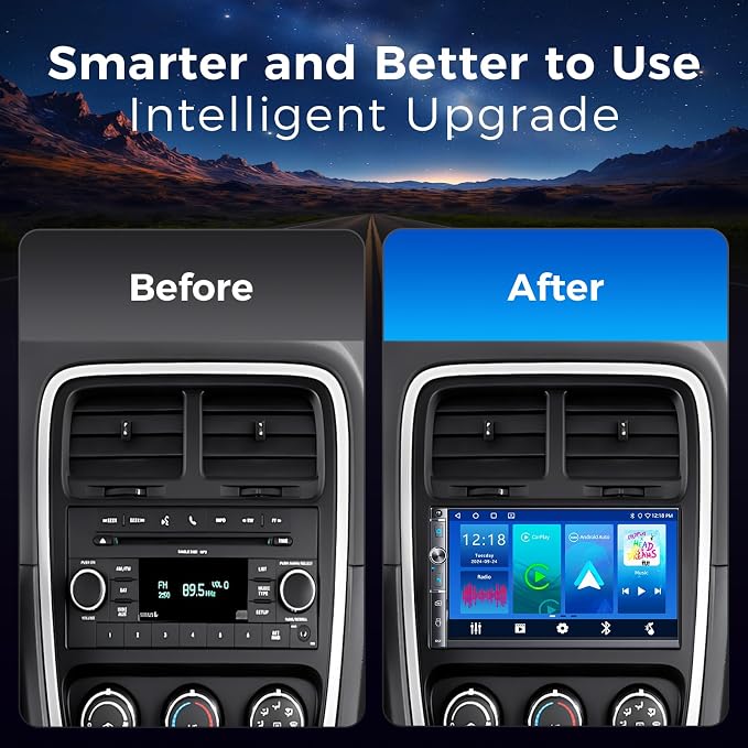 7" Double Din Car Stereo, Wireless Apple Carplay & Android Auto, HD Touchscreen, Bluetooth, 240W, SWC, Subwoofer Output, FM/AM, Mirror Link, Backup Camera, Car Radio Receiver