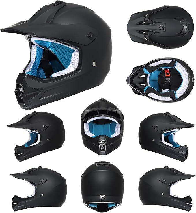 Youth Dirt Bike Helmet DOT Approved, Kids Motocross Full Face Helmet with Adjustable Goggles Riding Gloves & Storage Bag, Off-Road Sport Gear Set for Boys Girls ATV UTV