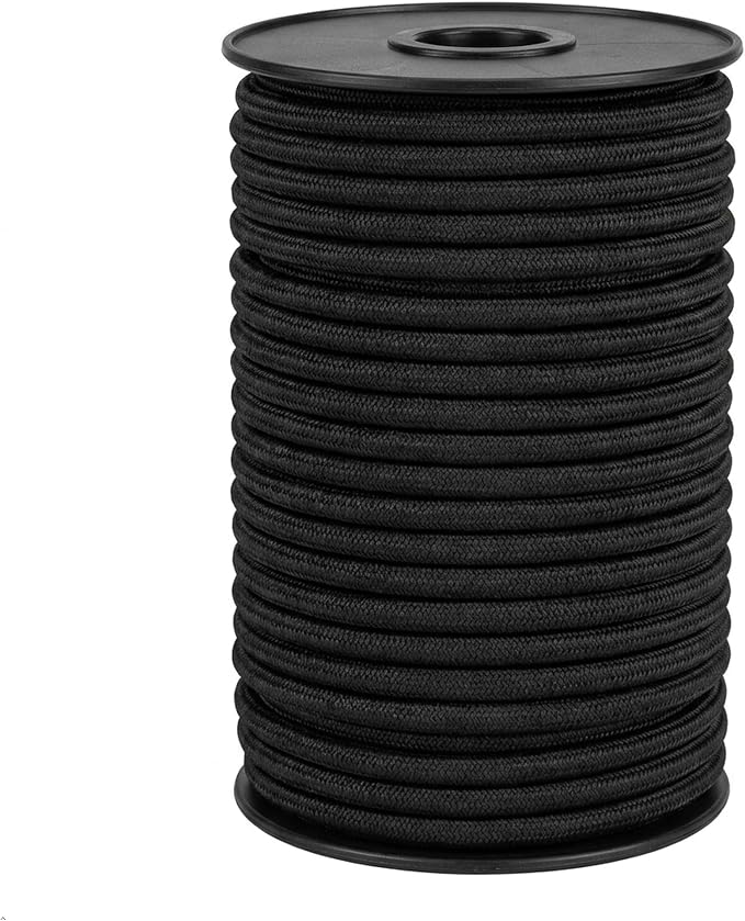 Marine Grade Bungee Cords Heavy Duty Outdoor - Bungee Cord Roll - 100% Stretch Elastic Cord and Absorbent Bungee Shock Cord for Kayak Deck, Camping, Crafting (5/16" x 100ft)