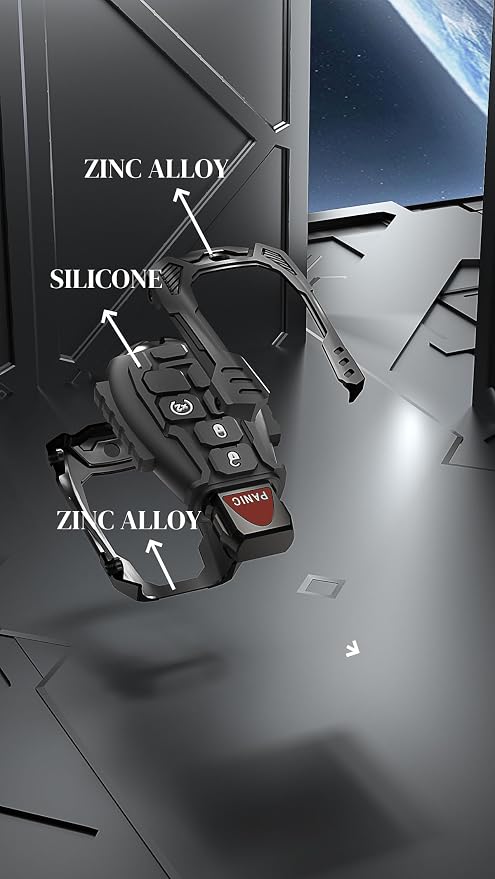Heavy Duty Zinc Alloy Key Fob Cover, Accessories, Key Fob Case, Keychain Compatible with 2008 2009 2010 2011 2012 2013 2014 2015 2016 2017 2018 Dodge Ram 1500 2500 3500