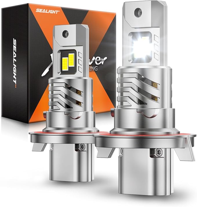 SEALIGHT H13 Bulbs, 40000LM 8X Brightness H13 Light Bulbs, 6500K Cool White Bulbs with 15000RPM Fan, Plug and Play, IP68 Waterproof, Pack of 2