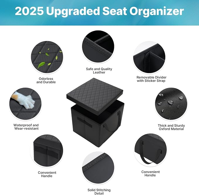 Mixsuper Liner Car Seat Organizer for Chevrolet Suburban 2021-2026, Console Organizer Backseat Box for Chevy Suburban, Dog Toy Box Storage Bin Kids Toys Baby Supplies Travel Accessories