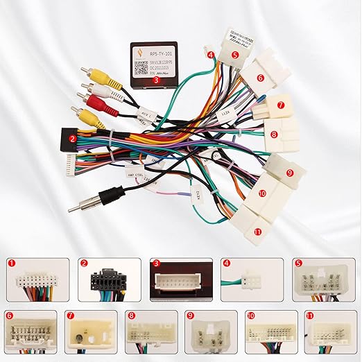 16PIN Car Radio Wiring Harness CANBUS Adapter for Toyota Corolla Camry RAV4 Tundra Highlander Premium Trim,Plug and Play Android Stereo Install Kit Retains JBL Amp 360° / Backup Camera SWC