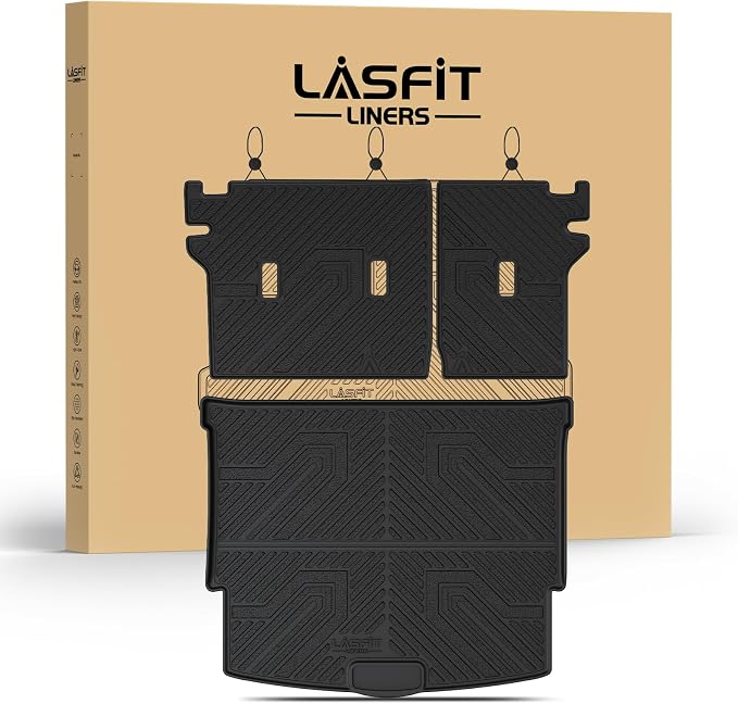 LASFIT Cargo Mat & Backrest Mats for Nissan Rogue 2026 2025 2024 2023 2022 2021, All Weather TPE Custom Fit Car Trunk Mats Cargo Liners Accessories, Black