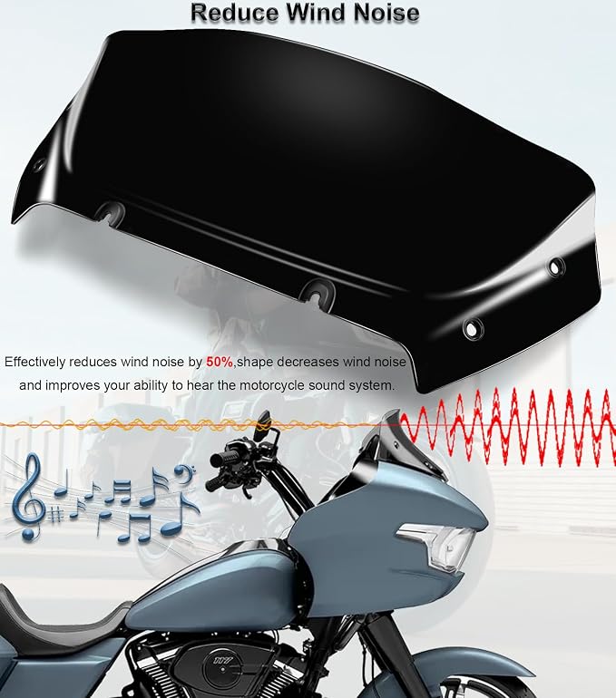 9" Wave Windshield Windscreen Wind Splitter Compatible with Harley Davidson CVO Road Glide FLTRXSE 2023-up, CVO Road Glide ST FLTRXSTSE 2024-up, Road Glide FLTRX 2024-up (Black)