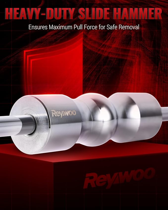 Reywoo Inner CV Axle Puller Set, CV Axle Removal Tool with Heavy Duty Slide Hammer, CV Joint Fork Outer CV Joint Adapter and Steel Cable Adapter, Front Wheel Drive Axle Half Shaft Removal Tool Kit