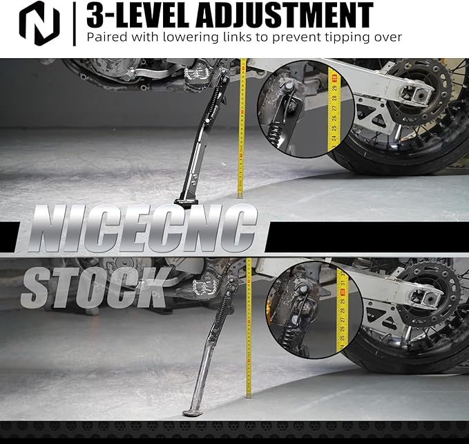 NICECNC Black Kickstand Kick Stand Adjustable Sidestand Compatible with Suzuki DRZ400/DRZ400E/DRZ400S/DRZ400SM 2000-2020 2021 2022 2023 2024 See Fitment (Accessories not Included)