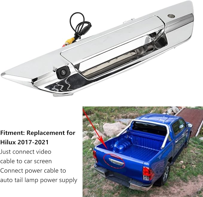 Backup Camera Qiilu Rear View License Plate Reverse Camera Car Trunk Handle Color Backup Camera IP66 150‑170° Wide Angles Replacement for 2017‑2021(Silver)