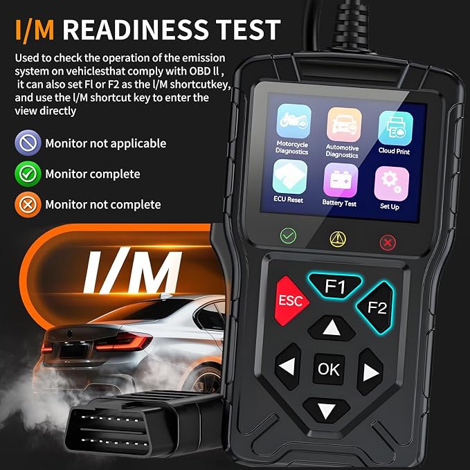 M60 2-in-1 OBD2 Scanner for Car & Motorcycle, Enhanced Live Data & Engine Fault Code Reader, Diagnostic Scan Tool for Error Check and Clear,Used for Almost OBDII Protocol Vehicles (Black)