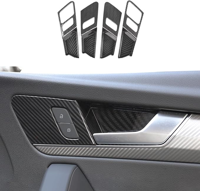 Door Lock Button Panel Cover Compatible with Audi Q5 2018-2025, Inner Door Lock Button Panel Cover for Audi Q5 Sportback, ABS Carbon Fiber Interior Trim, NO Memory Seat Button Trim
