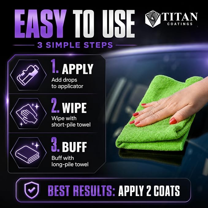 Apex Glass 50ml Hydrophobic Ceramic Coating - Professional Rain Repellent for Windshields & Windows - Long Lasting Nano Silica Protection Kit with Applicator & Microfiber USA