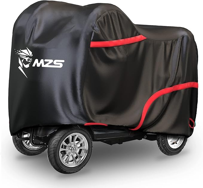 MZS Mobility Scooter Storage Cover, 420D Outdoor Waterproof Protection Electric Scooter Cover Accessories fit up to 56 inch 3 or 4 Wheel Scooters - Vents Night Reflective Buckle Lock-Holes Bag