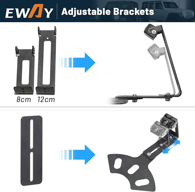 EWAY Light 2.0 Spare Tire Backup Camera with 10FT 4PIN Extension Cable for Jeep Wrangler JK Compass Commander Patriot Liberty 2007-2018, Reverse Camera w/Upgrade Ajustable Brackets for Flexible Angle