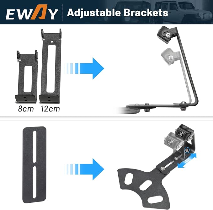 EWAY Light 2.0 Spare Tire Backup Camera with 20FT RCA Extension Cable for Jeep Wrangler JK Compass Commander Patriot Liberty 2007-2018, Reverse Camera w/Upgrade Ajustable Brackets for Flexible Angle