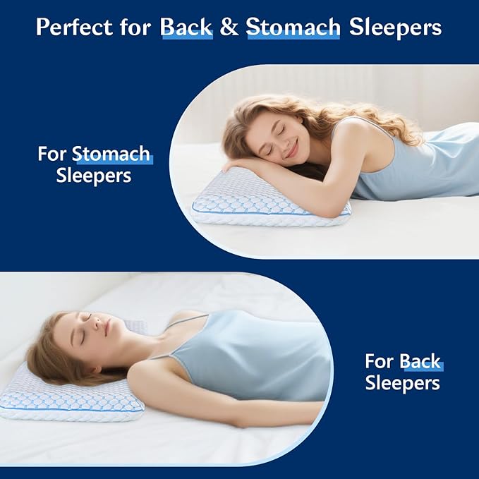 Stomach Sleeping Pillow for Stomach Sleeper, Flat Pillows for Sleeping Thin Memory Foam Pillow for Shoulder and Neck Pain Relief,Cooling Ultra Slim Pillows 2 Pack 1.75-inches