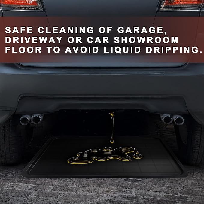 3pc Black Plastic Rectangular Stackable Automotive Drip Pans, 35.2 x 23.4 Inches, Matte or Glossy Finish, 3pc Replacement Range Drip Pans, for Car Maintenance, Cleaning, Pet Care