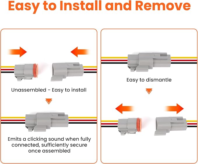 6 Sets Deutsch 3 Pin Connector Kit - Waterproof Electrical Connectors 18 AWG, IP67 Automotive Wire Connectors (Male & Female) for Car, Truck, Boat