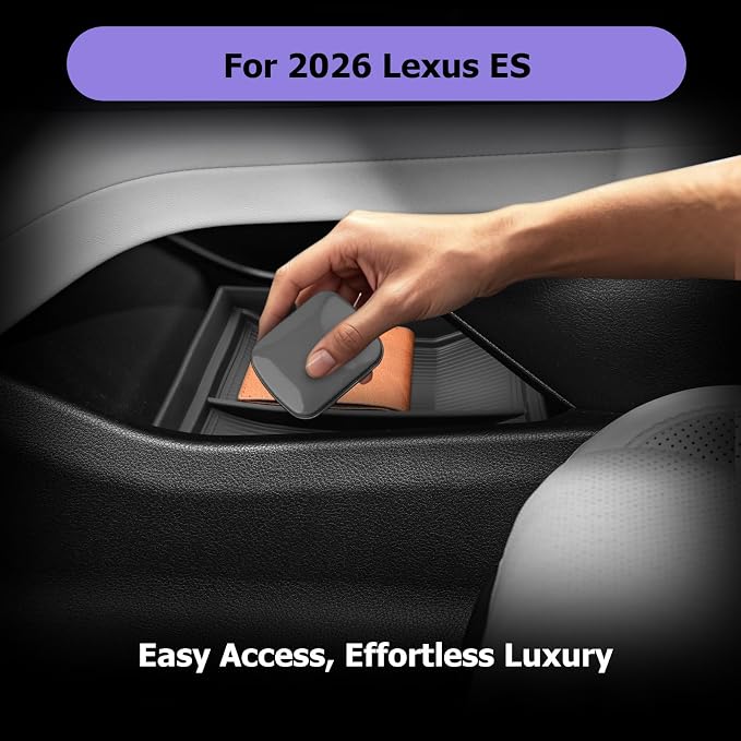 LUWU 2026 Lexsu ES350h/ES350e/ES500e Lower Center Console Organizer for 2026 ES 350h/ES 350e/ES 500e Accessories Armrest Console Storage Box Insert Tray TPE Material Coin Container Black