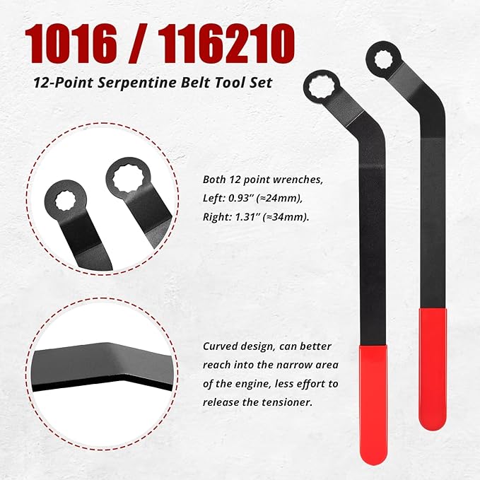 2-Pack 1016 Serpentine Belt Tool Set for All 2007+ Mini Models Equipped with The N12, N14, N16 & N18 Engines, Serpentine Belt Tensioner Kit Replaces#116210