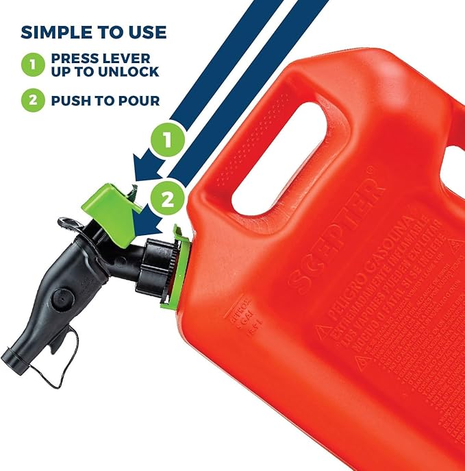 Scepter FSCG552 Fuel Container with Spill Proof Spout with Bonus Spout Extender, Rear Handle Red Gas Can, 5 Gallon (Pack of 4)