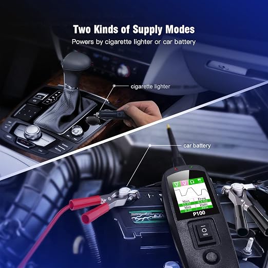 TopDiag P100 Automotive Circuit Tester 12V 24V Tester, Car Electrical Test Tool Kit AC DC Digital Voltage Tester, Auto Diagnostic Kit (P100 10M)