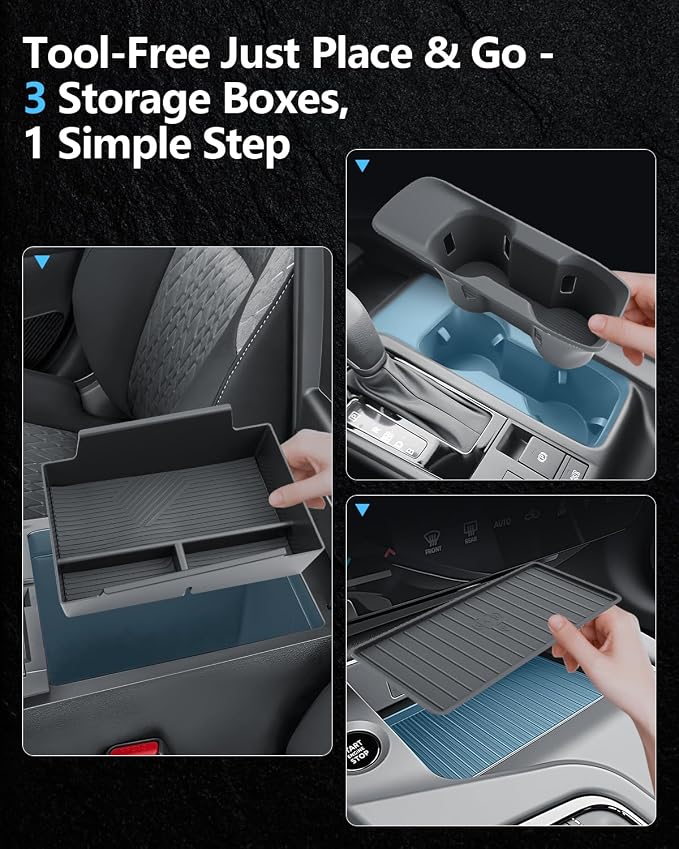 SKTU 3PCS for 2026 Nissan Sentra Center Console Organizer for 2026+ Sentra (S/SV/SR/SL) Console Tray & Cup Holder & Wireless Charging Mat Nissan Sentra 2026 Accessories Armrest Tray Durable