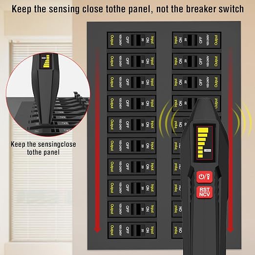 Circuit Breaker Finder with LCD Display, GFCI Outlet Tester, 90-135V Electrical Circuit Tracer Tool with NCV Test & Flashlight, Electric and Voltage Tester with Carrying Case & Batteries