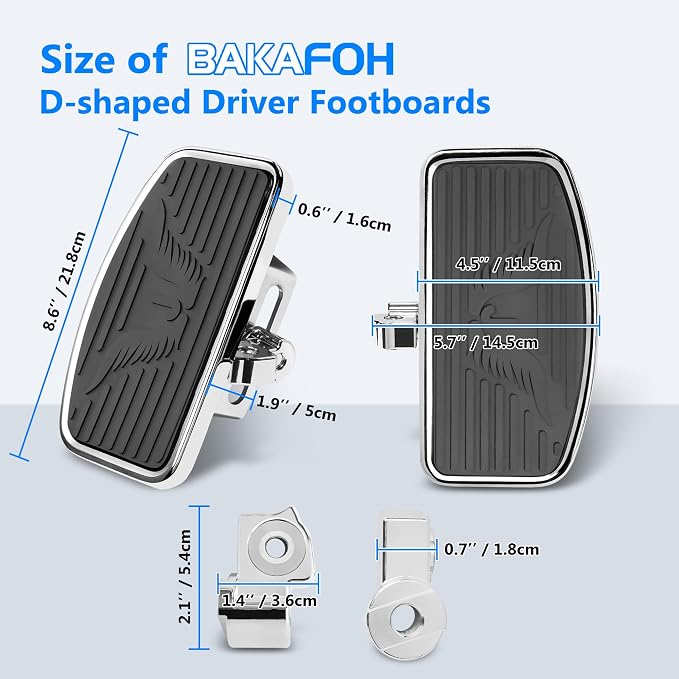 D-shaped Driver Footboards Front Rider Foot Rest Floorboards for Indian Scout Sixty Bobber 2015-2025 Models Foot Pegs Accessories(Chrome, J Wings)