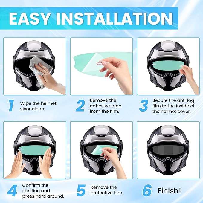 Motorcycle Anti Fog Film, Universal Fit Helmet Visors Insert Waterproof Fog Resistant Clear Vision (Anti Fog 1)