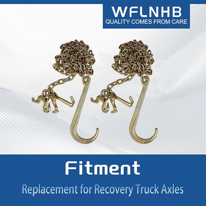 WFLNHB 2PCS G70 5/16 x10 Transportation Tow Chain with RTJ and Grab Hook | Replacement for Recovery Truck Axles